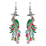 Gorgeous Dazzling Crystal Rhinestone Peacock Dangle Charm Fashion Earrings Multi