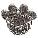 Puppy Paw Crystal Pave Stretch Ring Silver Clear