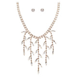 Bridal Wedding Jewelry Crystal Rhinestone Alluring Leaflet Necklace J518 Gold