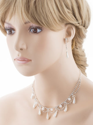 Bridal Wedding Jewelry Set Crystal Rhinestone Pearl DG - Accessoriesforever