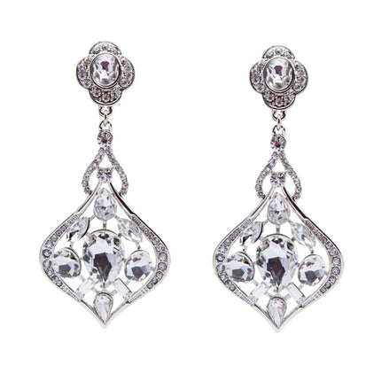 Bridal Wedding Jewelry Crystal Rhinestone Extraordinary Stylish Earrings Silver - Accessoriesforever