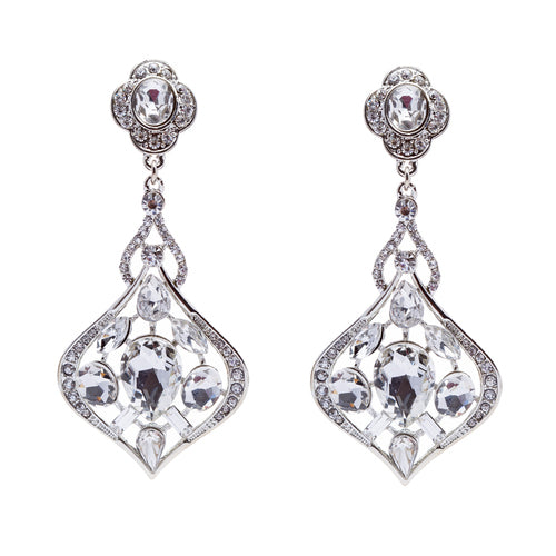Bridal Wedding Jewelry Crystal Rhinestone Extraordinary Stylish Earrings Silver