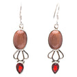 925 Sterling Silver Natural Gemstones Goldstone Garnet Dangle Earrings FJSVE2163