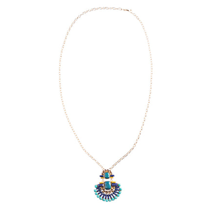 Unique Fashion Crystal Rhinestone Fan Charm Necklace And Earrings JN222 Green - Accessoriesforever