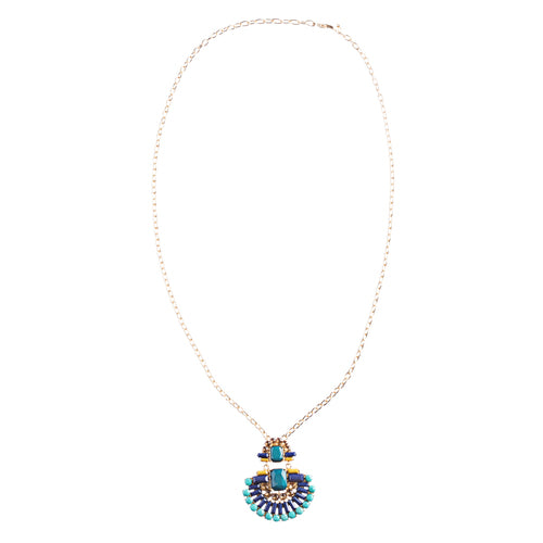 Unique Fashion Crystal Rhinestone Fan Charm Necklace And Earrings JN222 Green - Accessoriesforever
