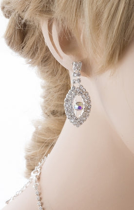 Bridal Wedding Jewelry Crystal Rhinestone Dazzling Contour Necklace J544 Silver - Accessoriesforever