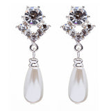 Bridal Wedding Jewelry Set Crystal Pearl Linear Teardrop Necklace