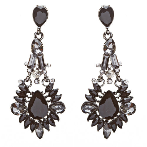 Bridal Wedding Jewelry Crystal Rhinestone Uniquely Crafted Earrings E726 Black