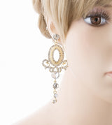 Bridal Wedding Jewelry Prom Fancy Crystal Rhinestone Dangle Earrings E967 Gold