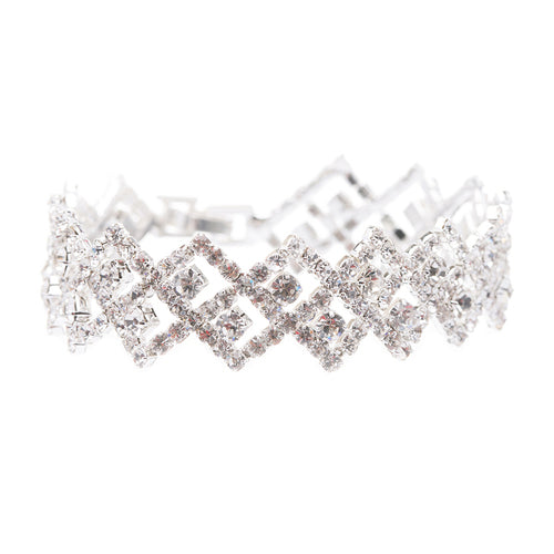 Bridal Wedding Jewelry Crystal Rhinestone Zig Zagged Dazzle Fashion Bracelet - Accessoriesforever