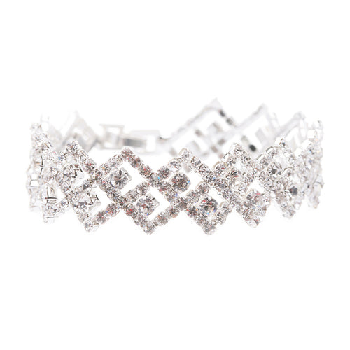 Bridal Wedding Jewelry Crystal Rhinestone Zig Zagged Dazzle Fashion Bracelet