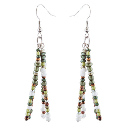Camouflage Design Seed Bead Long Necklace Earring Set - Accessoriesforever