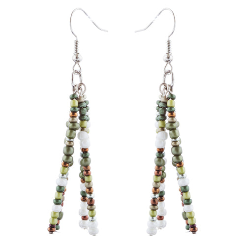 Camouflage Design Seed Bead Long Necklace Earring Set - Accessoriesforever