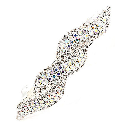 Bridal Wedding Hair Jewelry Sparkling Interlaced Design Barrette Clip Silver AB