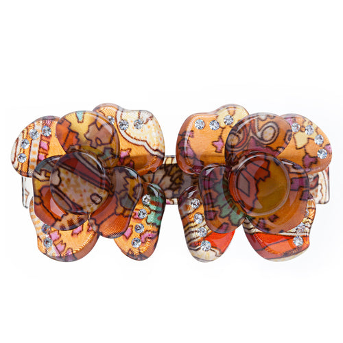 Woman Fashion Hair Barrette Clip Flower Brown Red NEW