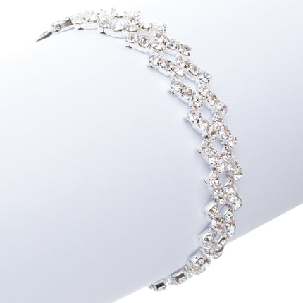 Fashion Chic Crystal Rhinestone Simple Yet Elegant Link Bracelet B422 Silver - Accessoriesforever