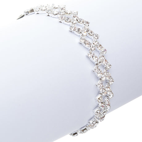 Fashion Chic Crystal Rhinestone Simple Yet Elegant Link Bracelet B422 Silver