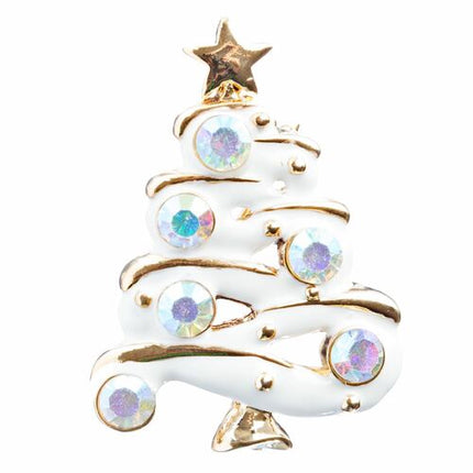 Christmas Jewelry Rhinestone Beautiful Christmas Tree Charm Pin BH133 White