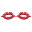 Fun Adorable Sparkling Lip Design Charm Stud Post Fashion Earrings E1202 Red