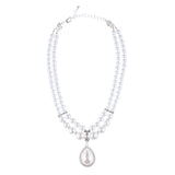 Bridal Wedding Jewelry Crystal Rhinestone Pearl Teardrop Necklace Set J704 SV