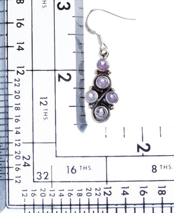 925 Sterling Silver Natural Gemstones Amethyst Dangle Earrings FJSVE2161 - Accessoriesforever