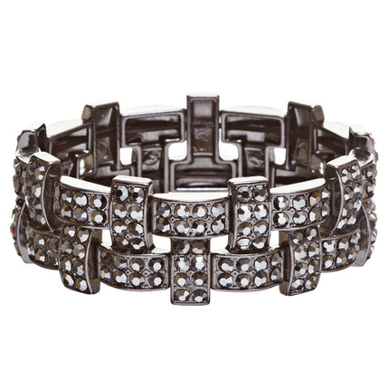 Bridal Wedding Jewelry Crystal Rhinestone Stunning Woven Stretch Bracelet B278BK