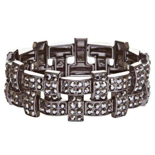 Bridal Wedding Jewelry Crystal Rhinestone Stunning Woven Stretch Bracelet B278BK