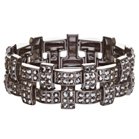 Bridal Wedding Jewelry Crystal Rhinestone Stunning Woven Stretch Bracelet B278BK