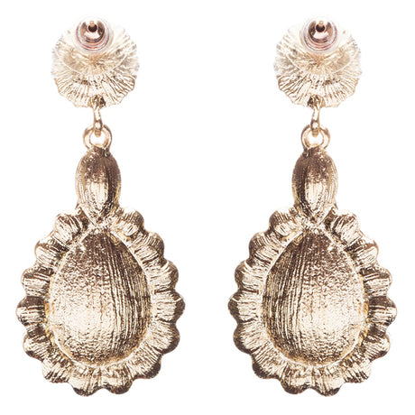 Beautiful Glamorous Bridal Crystal Rhinestone Teardrop Dangle Earrings Gold