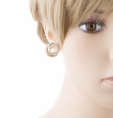 Bridal Wedding Jewelry Crystal Rhinestone Simple Classy Earrings E979 Gold - Accessoriesforever
