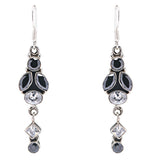 925 Sterling Silver Gemstones Natural Onyx Topaz Dangle Earrings FJSE2095
