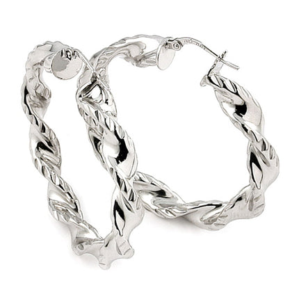 Trendi Italian Twisted 6mm x 30mm Hoop 925 Sterling - Accessoriesforever