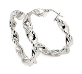 Trendi Italian Twisted 6mm x 30mm Hoop 925 Sterling
