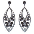 Fashion Stunning Crystal Floral Navette Earrings Black
