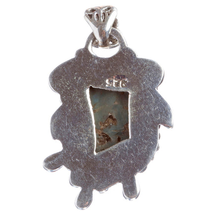 925 Sterling Silver Natural Gemstones Larimar Pendant FJSVP2077 - Accessoriesforever
