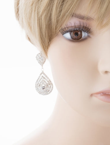 Bridal Wedding Jewelry Beautiful Dazzle Crystal Dangle Fashion 3D Earrings