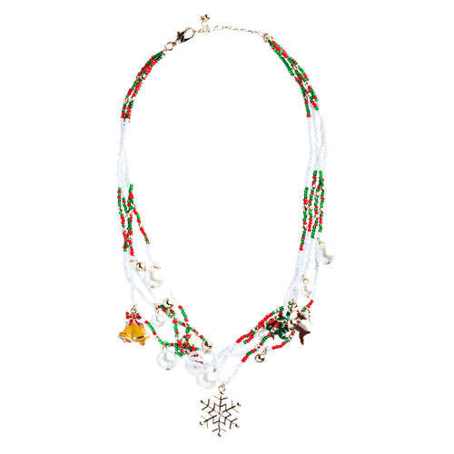 Christmas Jewelry Snowflake Rudolph Snowman Tree Charms Necklace Set JN266 GD - Accessoriesforever