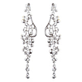 Bridal Wedding Jewelry Crystal Rhinestone Vintage Long Dangle Earring Silver