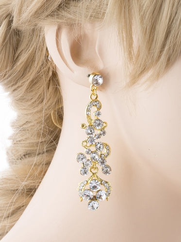 Bridal Wedding Jewelry Prom Classy Crystal Rhinestone Dangle Earrings E968 Gold