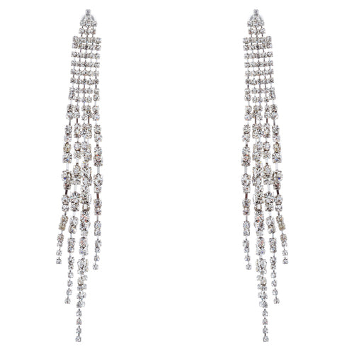 Bridal Wedding Jewelry Crystal Rhinestone Linear Drop Dangle Earrings E984 SV