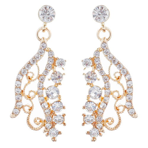 Bridal Wedding Jewelry Set Crystal Rhinestones Stunning Bib Necklace Gold