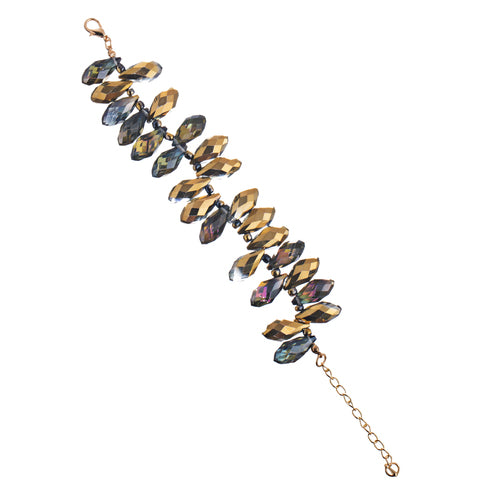 Gorgeous Fashion Stylish Bridal Wedding Cluster Bead Link Bracelet Gold Green