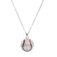 Sport Baseball Crystal Rhinestone 20mm 18" Long Fashion Necklace Silver Clear