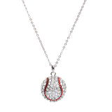 Sport Baseball Crystal Rhinestone 20mm 18" Long Fashion Necklace Silver Clear