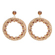 Beautiful Dazzling Crystal Rhinestone Round Circle Dangle Drop Earrings Gold