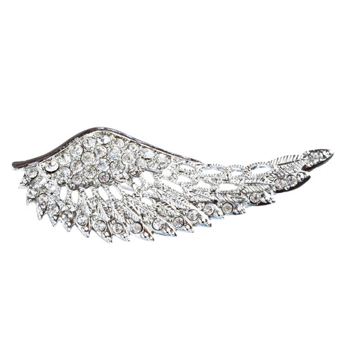 Dazzling Wing Charm Design Crystal Rhinestone Brooch Pink BH167 Silver