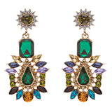 Stunning Beautiful Bohemian Glass Stone Statement Dangle Fashion Earrings Green