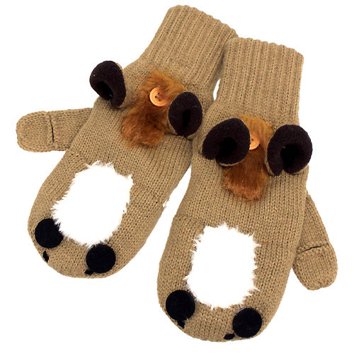 Knitted Fun 3D Animal Soft Mittens Gloves Camel Horse