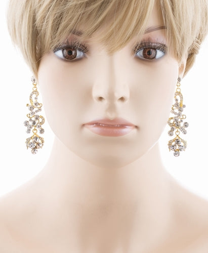 Bridal Wedding Jewelry Prom Classy Crystal Rhinestone Dangle Earrings E968 Gold