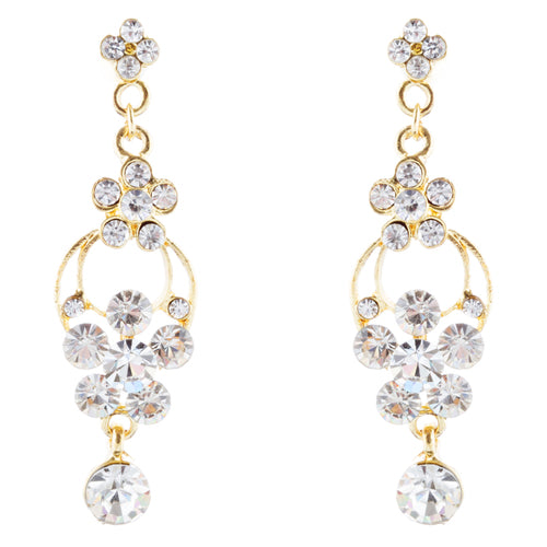 Bridal Wedding Jewelry Prom Beautiful Dressy Dangle Fashion Earrings E971 Gold